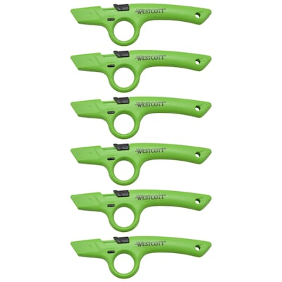 Westcott Full Size Retractable Box Cutter, Green, 6/Box (17530)