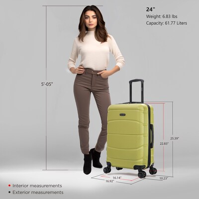 DUKAP Sense 24.39" Hardside Suitcase, 4-Wheeled Spinner, Green (DKSEN00M-GRN)