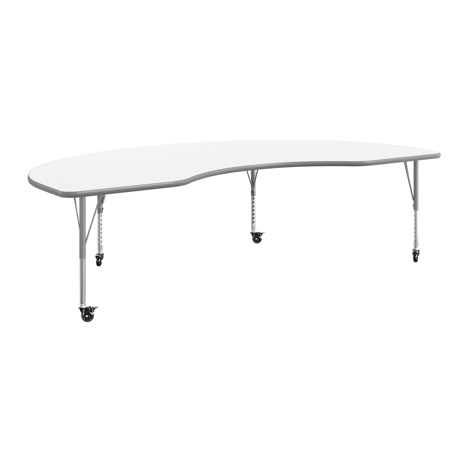 Flash Furniture Wren Kidney Activity Table, 96 x 48, Height Adjustable, White Top/Silver Frame (XUA4896KDWHTPC)