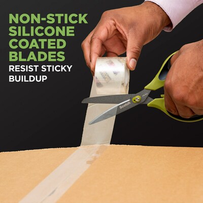 Scotch Non-Stick Unboxing 8 Scissors, Pointed Tip, Green (1488NS)