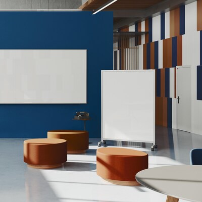 Ghent EZ Magnetic Porcelain Mobile Dry-Erase Whiteboard, Aluminum Frame, 75"H x 50"W (EZ6MA7550)