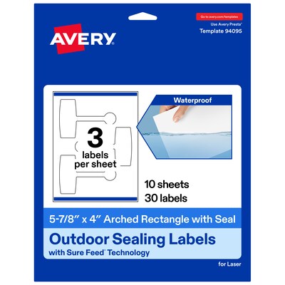 Avery Laser Sealing Labels, 5-7/8 x 4, White, 30 Labels/Pack (19479370812)