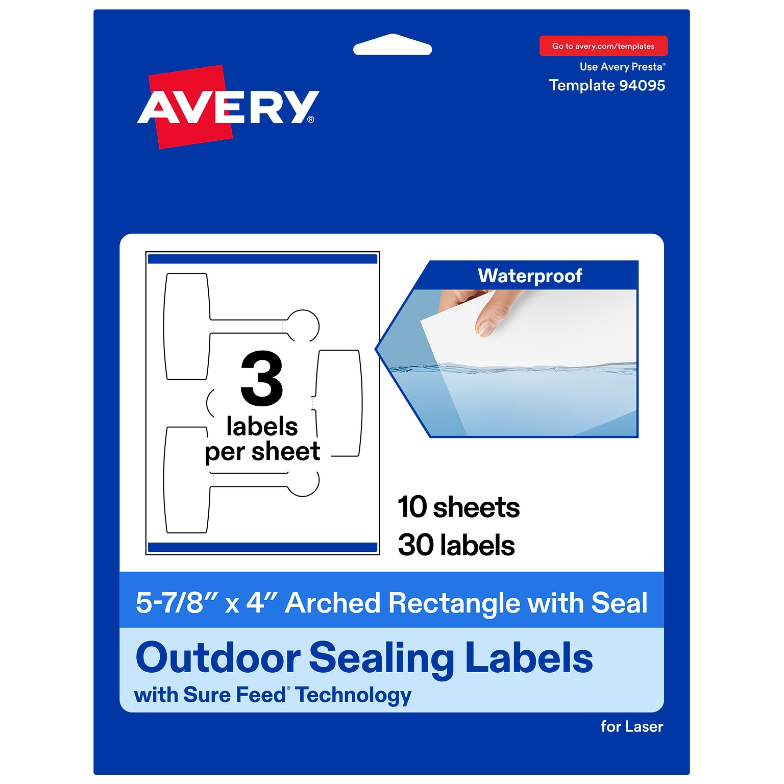 Avery Laser Sealing Labels, 5-7/8 x 4, White, 30 Labels/Pack (19479370812)