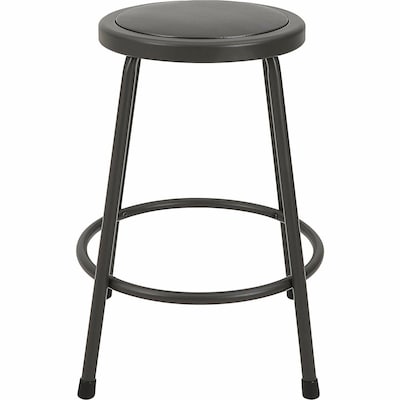 Lorell Industrial Metal/Vinyl 24" Shop Stool without Back, Light Gray (LLR83081)