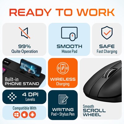 Delton S8/D101 Wireless Optical Mouse and Non-Skid Mouse Pad, Black (DMMPADKIT101)