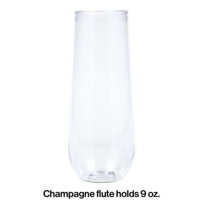 Creative Converting 9 oz Plastic Stemless Champagne Flutes, 24/Pack (338361)