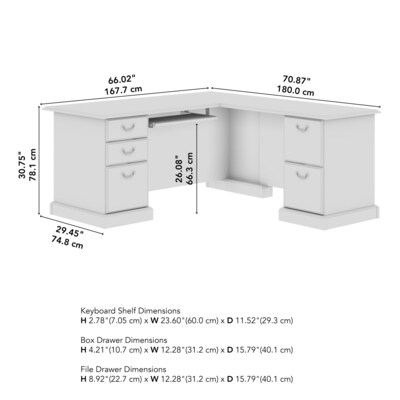 Bush Business Furniture 66"W Arlington L Shaped Desk with Drawers and Keyboard Tray, Harvest Cherry (WC65570-03K)