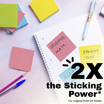 Post-it Super Sticky Notes, 4" x 6", Neon Fizz Collection, 45 Sheet/Pad, 8 Pads/Pack (6445SSP)