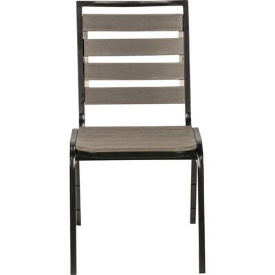 Lorell Faux Wood Outdoor Four Legged Chair, Charcoal Gray/Black, 4/Carton (LLR42687)