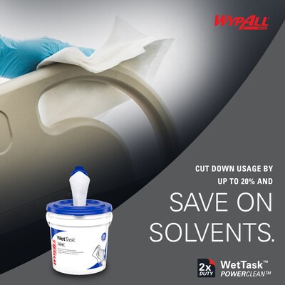 WypAll PowerClean WetTask Fabric Cleaning Wipers, 9" x 5.8", White, 250 Sheets/Roll, 6/Carton (53850)