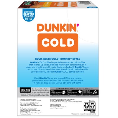 Dunkin' Cold Caramel Iced Coffee Keurig® K-Cup® Pods, Medium Dark Roast, 22/Box (5000375314)