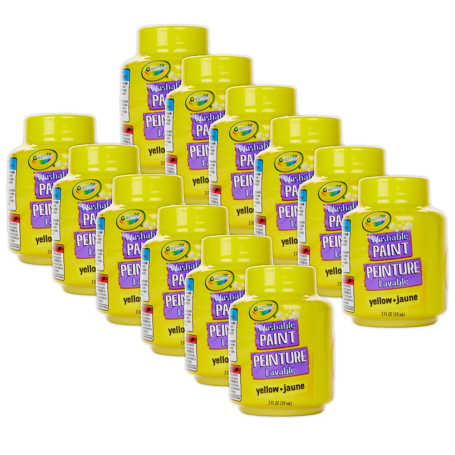 Crayola Washable Kids Paint, Yellow, 2 oz., 12/Bundle (BIN542834-12)