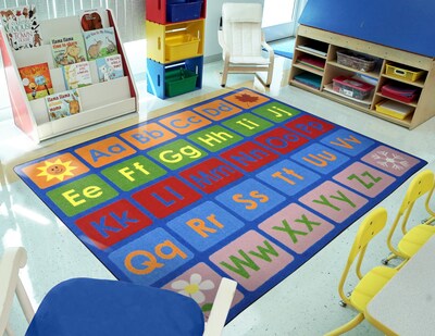 Joy Carpets Any Day Alphabet Nylon 5'4" x 7'8" Machine Tufted Rug, Multicolored (1710C-01)