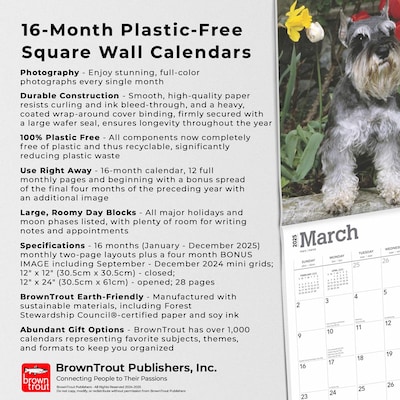 2025 BrownTrout Schnauzers 12" x 24" Monthly Square Wall Calendar (9781975477677)