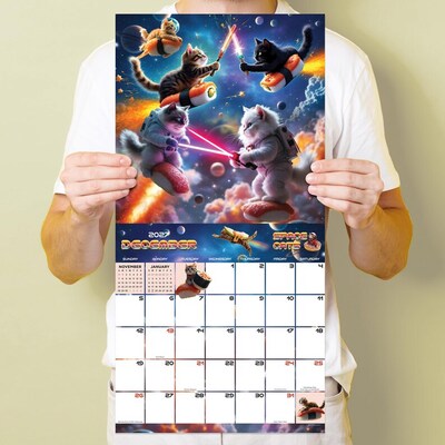 2027 TF Publishing Space Cats 11" x 12" Monthly Wall Calendar, Multicolored (27-1026)