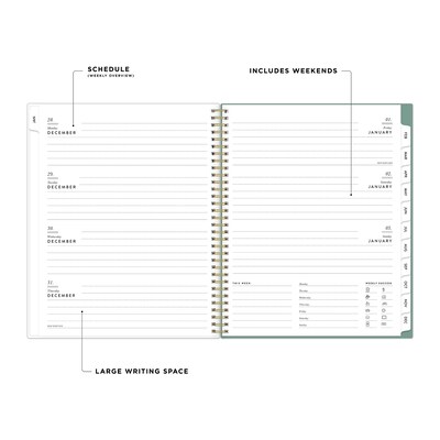 2027 Blue Sky Bespoke Letterpress Lake Flowers 8.5 x 11 Calendar Year Weekly & Monthly Standard Planner, Plastic Cover