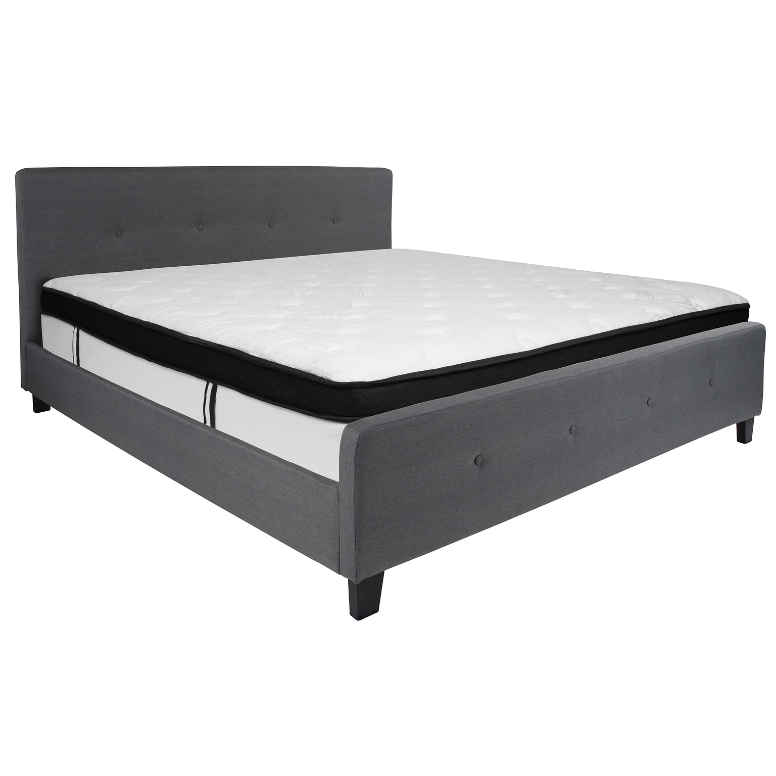 Flash Furniture Tribeca Tufted Upholstered Platform Bed in Dark Gray Fabric with Memory Foam Mattress, King (HGBMF32)