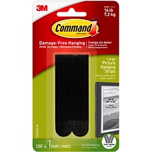 Command™ Large Picture Hanging Strips, Black, 4 Sets (17206BLK-ES)