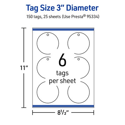 Avery 3" Diameter  Blank Price & Merchandise Tags, White, 150/Carton (95334-GWT25)
