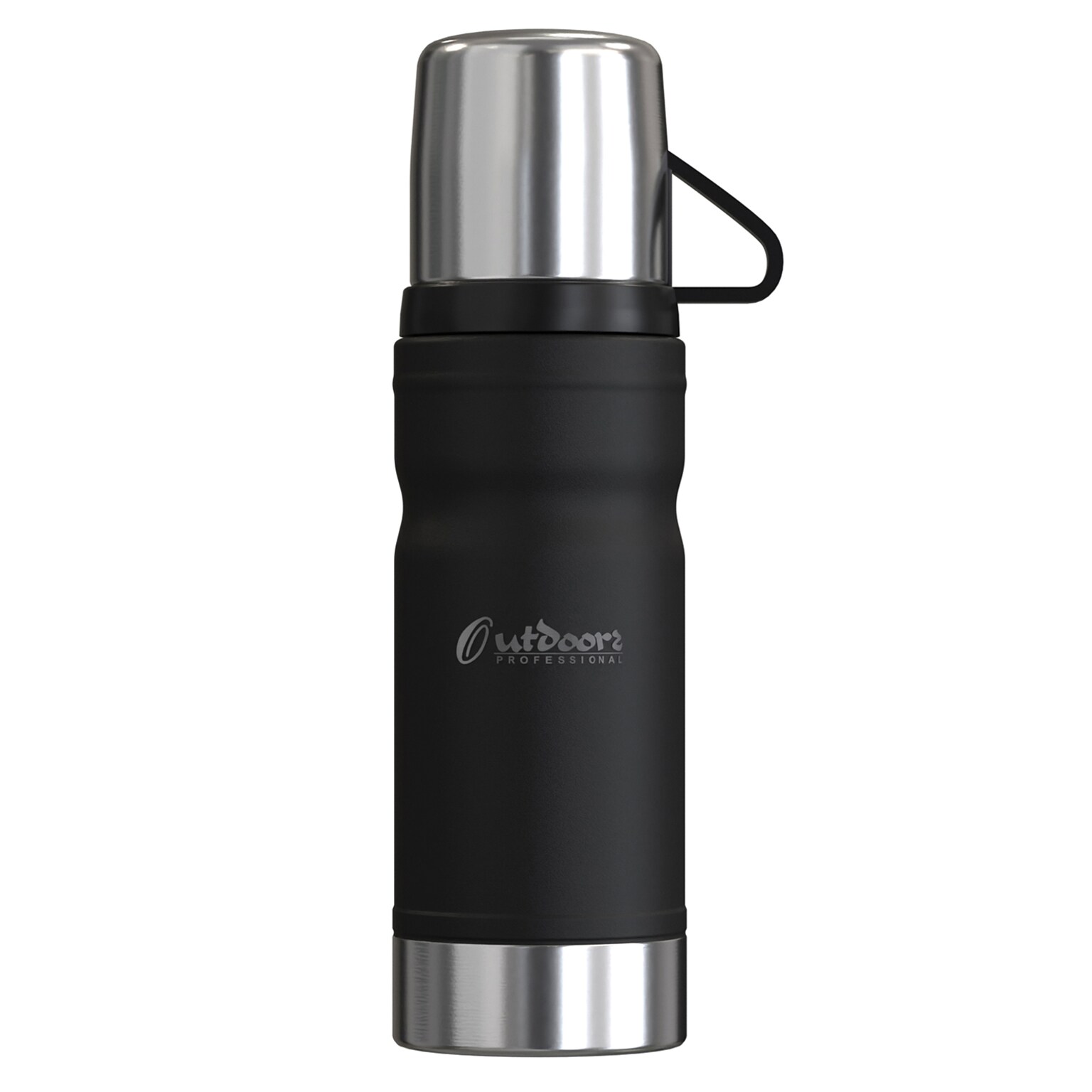 Outdoors Professional Stainless Steel Vacuum Insulated Termo Go Water Bottle, 25.3 oz., Black (OUTD9324)