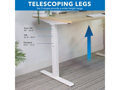 Mount-It! Ultimate 55"W Electric Rectangular Adjustable Standing Desk, Maple/White (MI-18077)