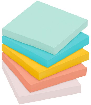 Post-it Notes, 3" x 3", Beachside Café Collection, 100 Sheet/Pad, 12 Pads/Pack (654AST)