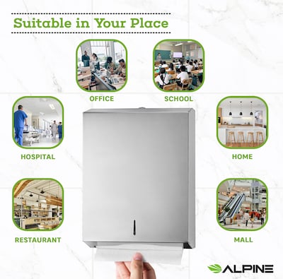 Alpine Industries Centerpull Paper Towel Dispenser, Stainless Steel, 2/Pack (480-2PK)