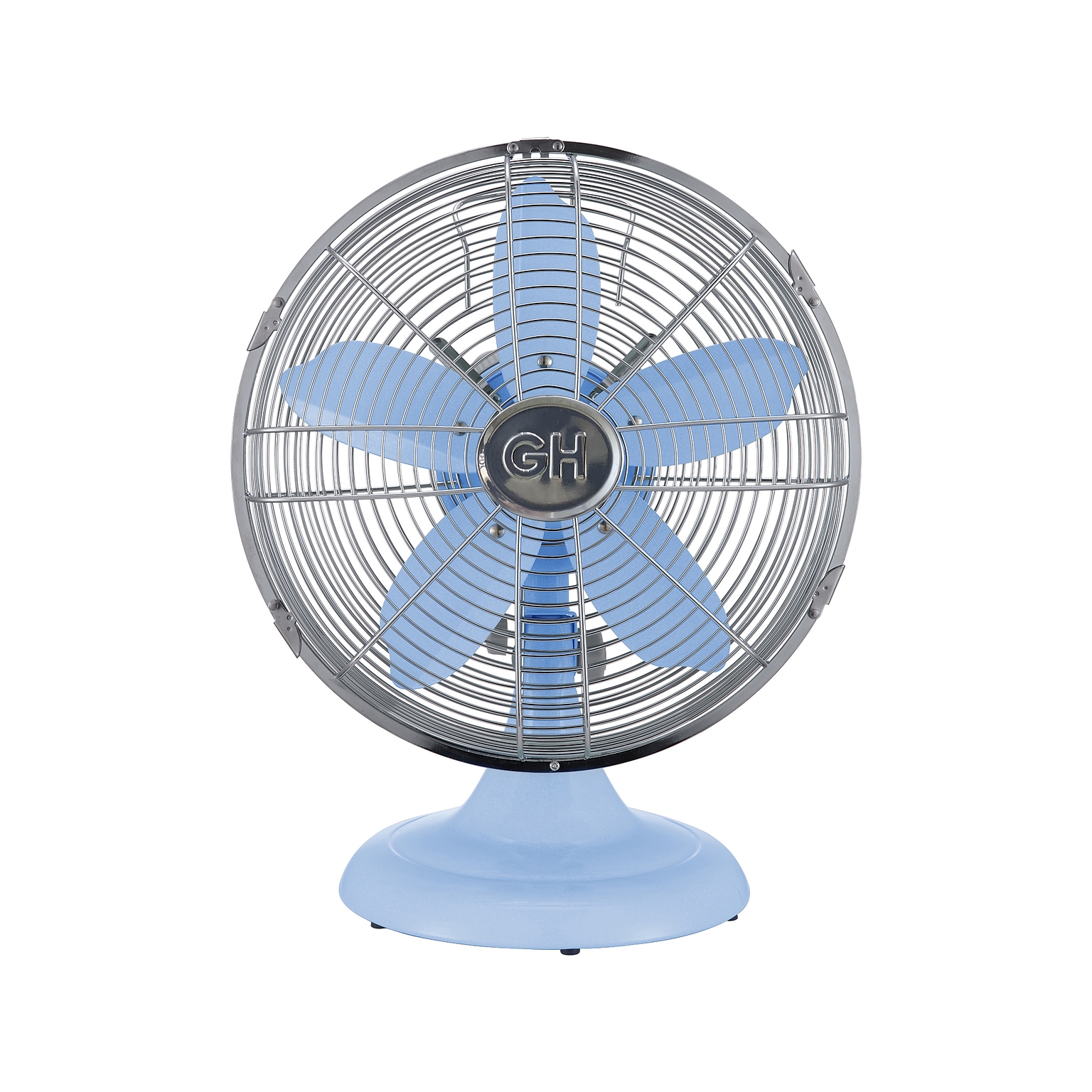 Good Housekeeping Oscillating Desk Fan, 3-Speed, Silver/Light Blue (92608)