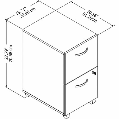 Bush Business Furniture Studio C 2-Drawer Mobile Vertical File Cabinet, Letter/Legal Size, Lockable, White (SCF116WHSU)