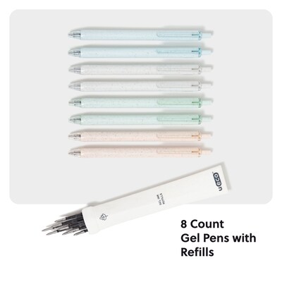 U Brands Retractable Gel Pen, Medium Point, 0.7mm, Black Ink, 8/Pack (7132U01-24)
