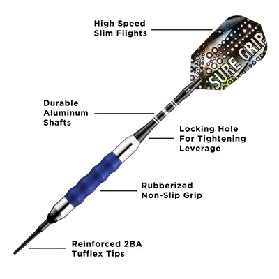 Viper Sure Grip Soft Tip Darts Blue, 16 Grams (20-0008-16)