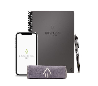 Rocketbook Fusion Reusable Notebook Planner Combo, 6 x 8.8, 7 Page Styles, 42 Pages, Gray (EVRF-E-