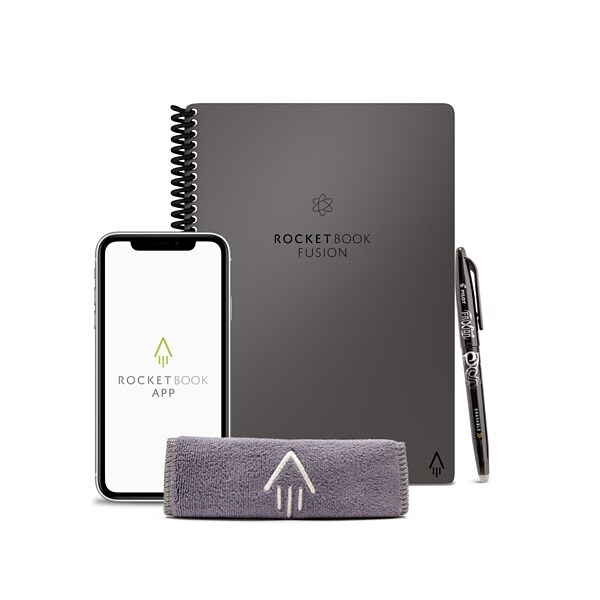 Rocketbook Fusion Reusable Notebook Planner Combo, 6 x 8.8, 7 Page Styles, 42 Pages, Gray (EVRF-E-RC-CIG-FR)