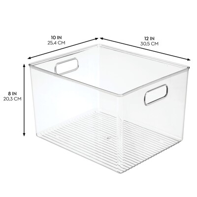 Plastic Storage Bins with Handles for Household Storage and Organization - Ideal for Kitchen, Bathro