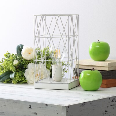 Simple Designs White Geometric Square Metal Table Lamp (LT1073-WHT)