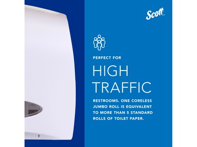 Scott Essential Coreless Jumbo Roll Toilet Paper Dispenser, White (09603)