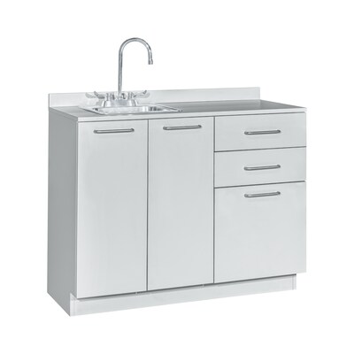 Viva Comfort 36.75"H x 42"W Exam Room Medical Cabinet With Sink, 2-Doors, 3-Drawers, Gray (ADIME902-BASE-42-LS-GRY-MK)