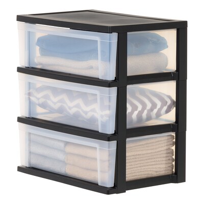Iris Stackable Wide Chest, 3 Drawer, Black, 2/Pack (380026)