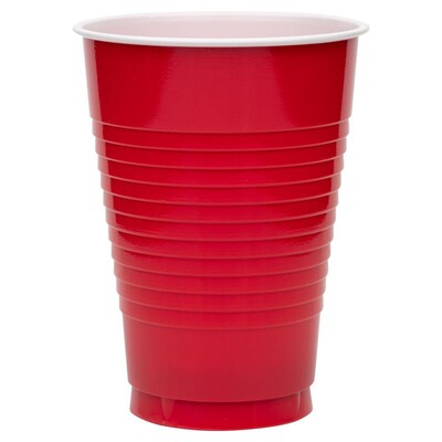JAM Paper Plastic Party Cups, 12 oz, Red, 20/Pack (2255520700)