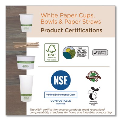 World Centric Compostable Paper Hot Cups, 12 oz., White, 1000/Carton (CU-PA-12D)