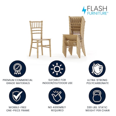 Flash Furniture HERCULES Resin Kids Chiavari Chairs, Gold, 6-Pieces (6LEL7KGD)