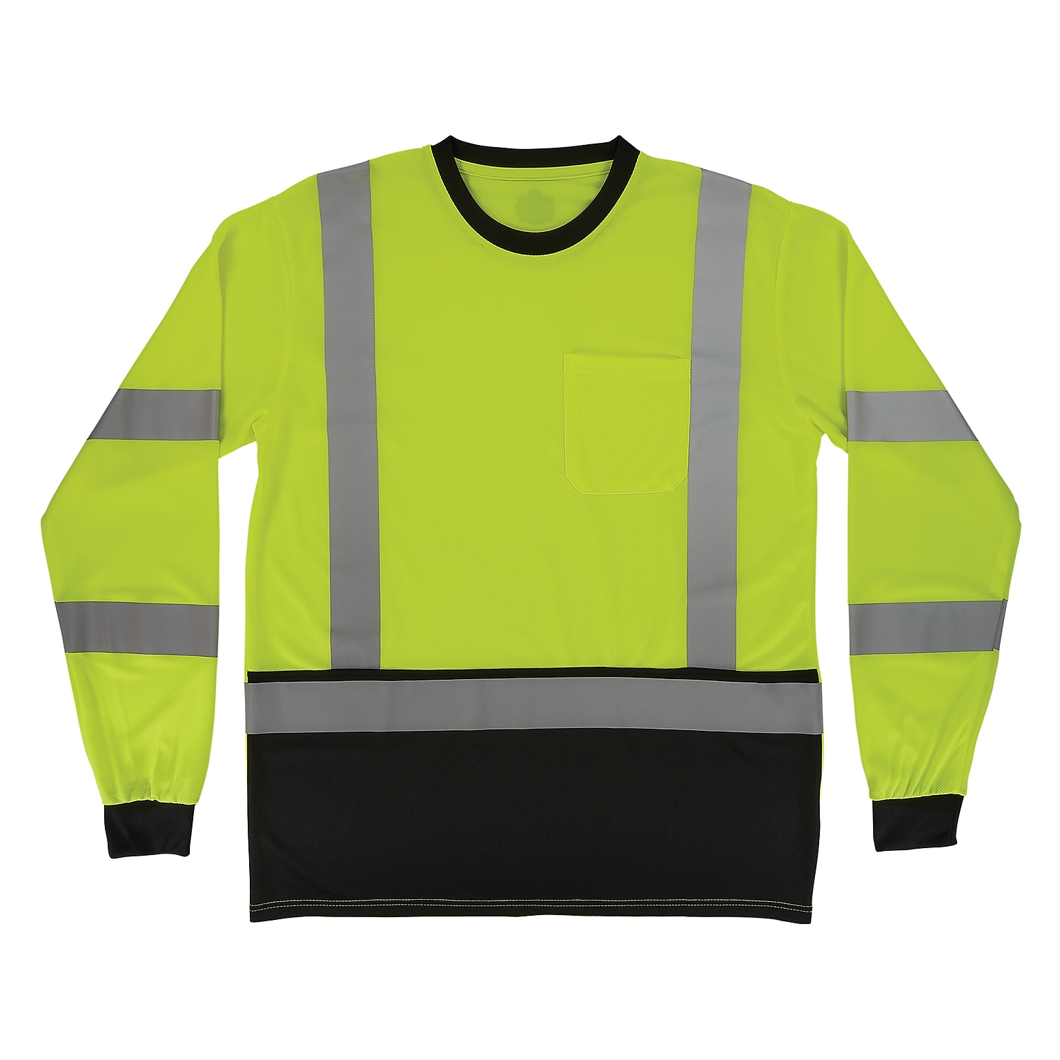 Ergodyne GloWear 8369BK High Visibility Long Sleeve Black Bottom T-Shirt, ANSI Type R Class 3, Lime, Large (22204)