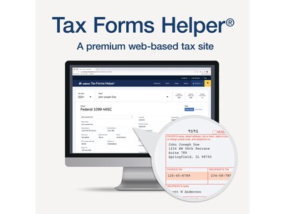 Adams 2024 1099-MISC Tax Form with e-files and Access to Adams Tax Forms Helper, 4-Part, 2-Up, Copy A, 1, B, 2, 50/Pack
