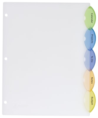 Avery Style Edge Insertable Plastic Dividers, 5 Tabs, Assorted Colors (11200)