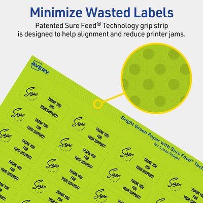 Avery Rectangle Multipurpose Labels, 2/3" x 1-3/4", Bright Green, 880/Pack (94209)