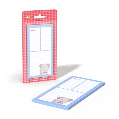 Post-it Cute Dog List Notes, 2.9 x 5.7, Multicolored, 50 Sheets/Pad (Pet-36-1)