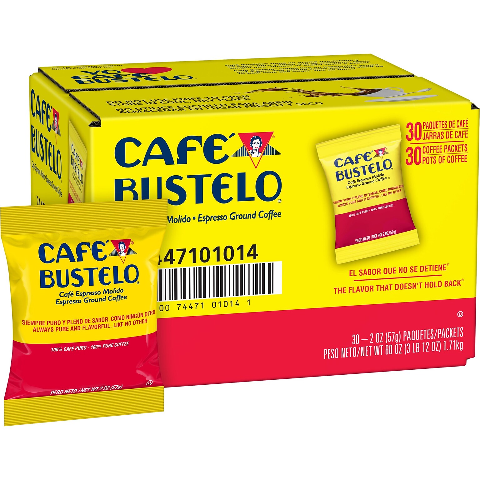 Café Bustelo Espresso Coffee Fraction Pack, Espresso Roast, 2 oz., 30/Carton (SMU01014)