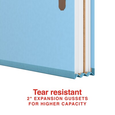 Staples Heavy Duty Pressboard Classification Folder, 1-Divider, 2" Expansion, Letter Size, Light Blue, 10/Pack (ST62791)