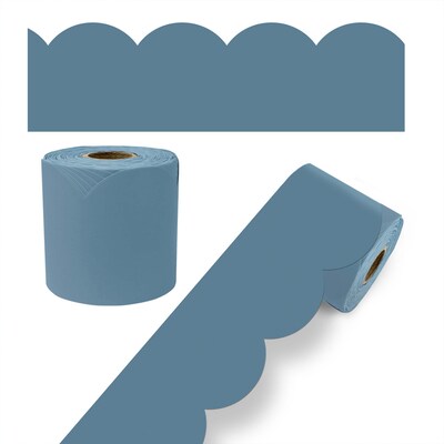 Carson Dellosa Education Rolled Scalloped Bulletin Board Border, 3" x 65', Stone Blue, 3/Bundle (CD-108535-3)