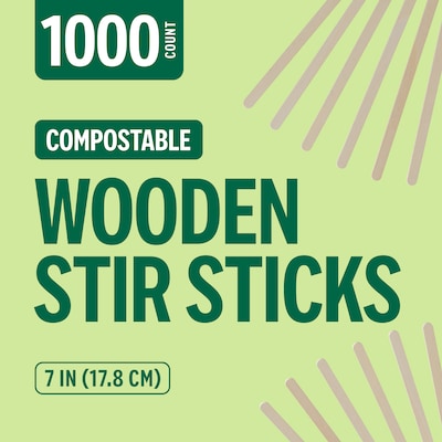 Perk™ Wooden Stirrers, 7", 1000/Pack (PK62345)